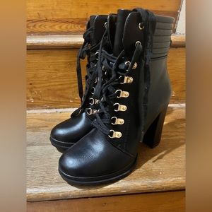 Women’s black combat boot heels
